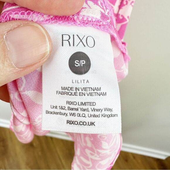 Lilita Azalea Pink Short Ruffle Sleeved Floral-Print Silk Mini Dress Sz Small - Picture 13 of 16